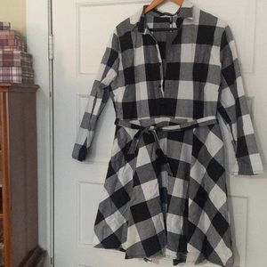 Buffalo plaid fit & flair dress